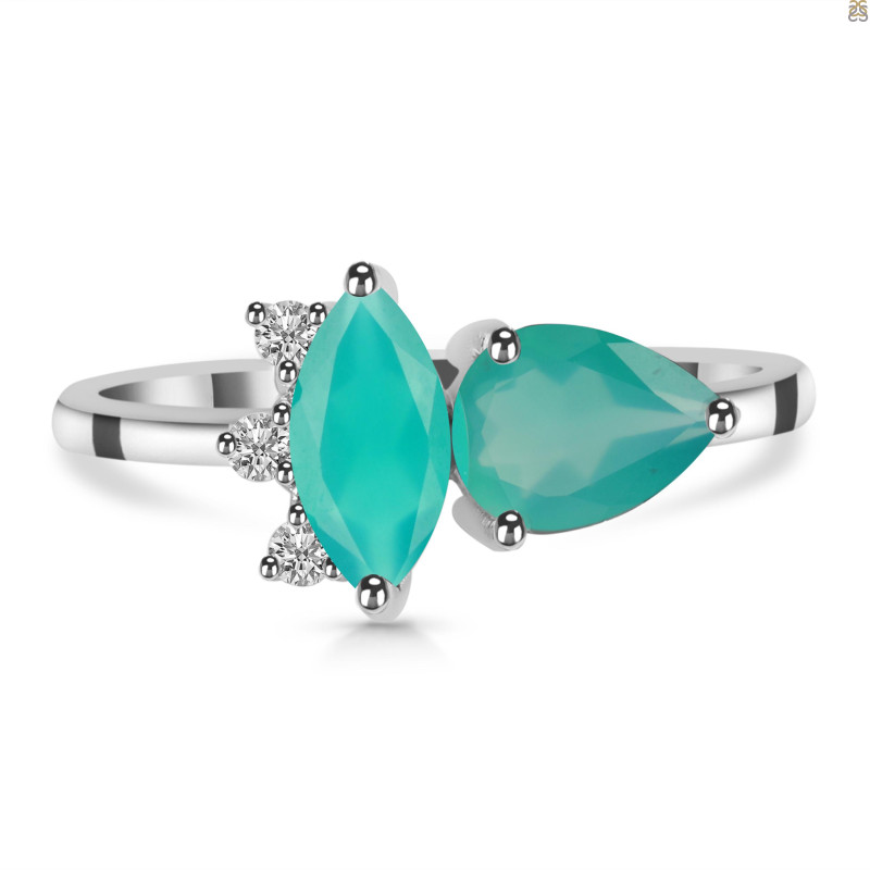 Green Onyx & White Topaz Ring GRO-RDR-464.