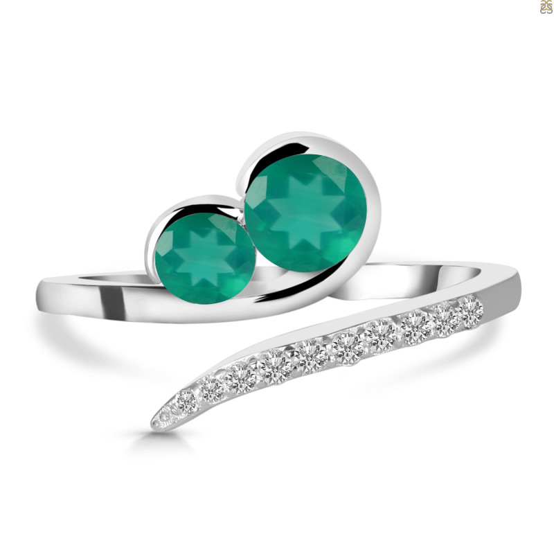 Green Onyx & White Topaz Ring GRO-RDR-470.