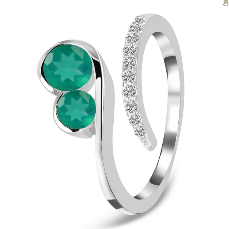 Green Onyx & White Topaz Ring GRO-RDR-470.