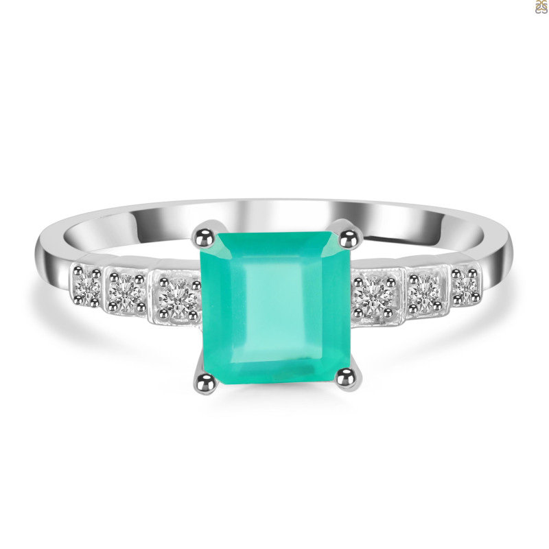 Green Onyx & White Topaz Ring GRO-RDR-472.
