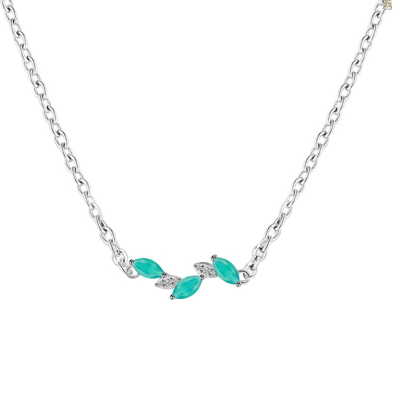 Green Onyx & White Topaz Necklace GRO-RDN-460.