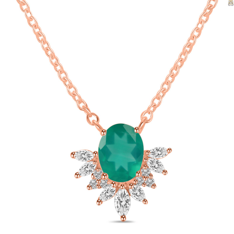 Green Onyx & White Topaz Necklace GRO-RN-72.