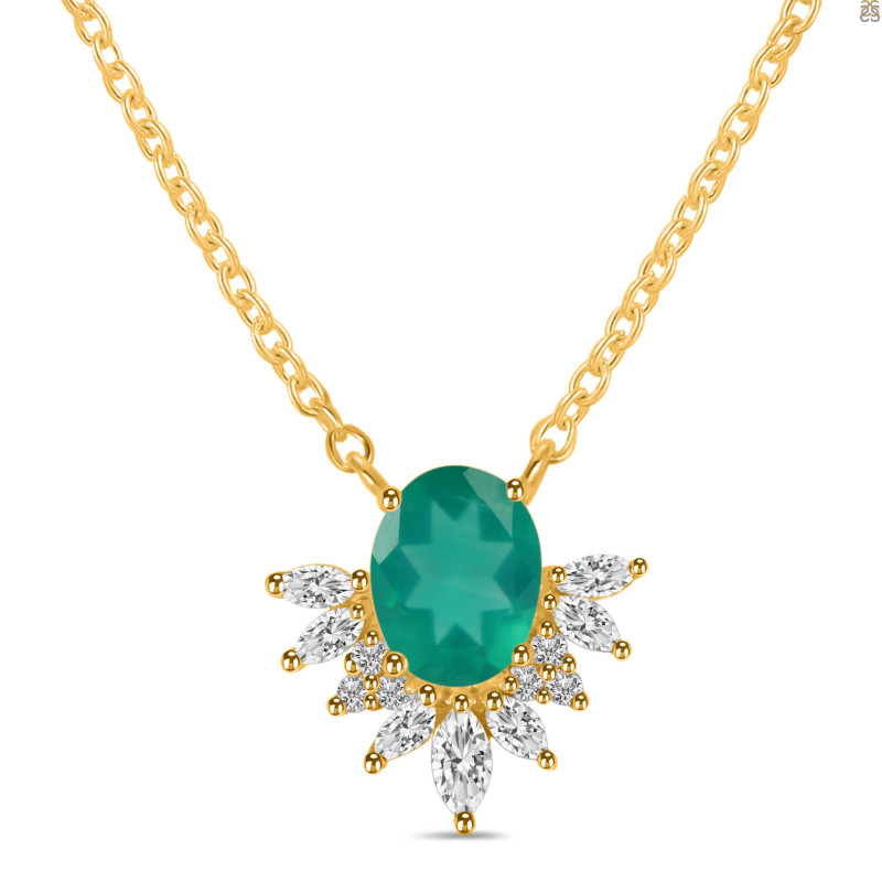 Green Onyx & White Topaz Necklace GRO-RN-72.