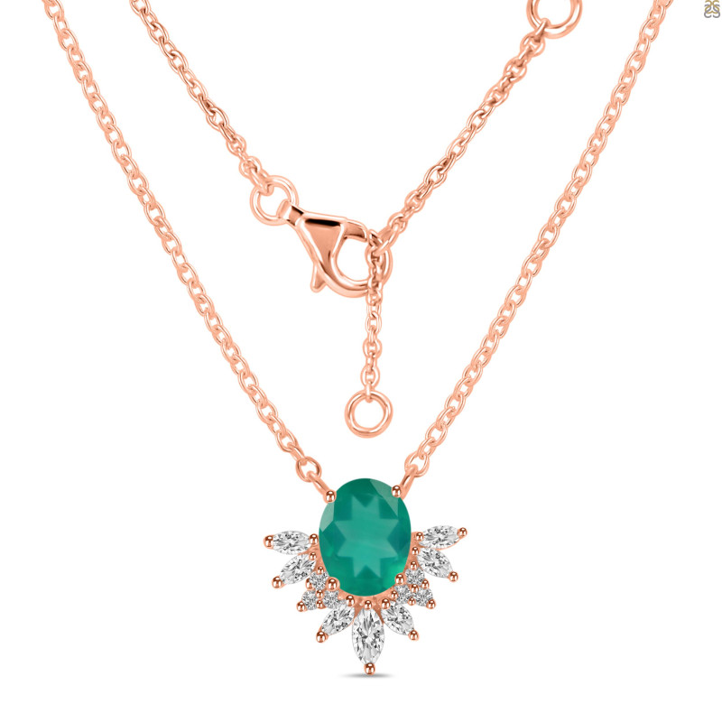 Green Onyx & White Topaz Necklace GRO-RN-72.