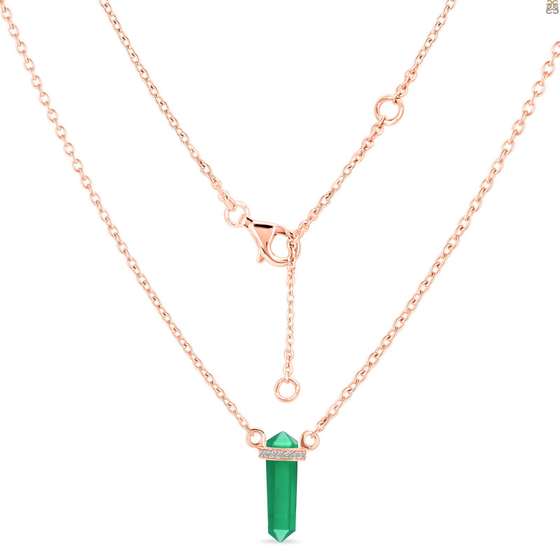 Green Onyx & White Topaz Pencil Necklace GRO-RN-84.