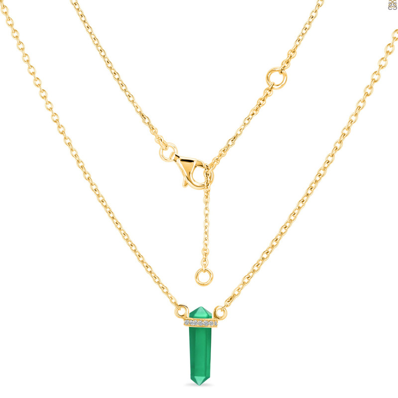 Green Onyx & White Topaz Pencil Necklace GRO-RN-84.