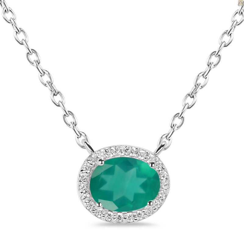 Green Onyx & White Topaz Necklace GRO-RN-85.