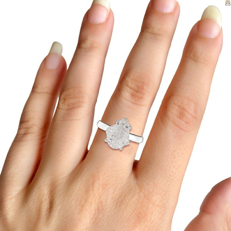 Petroleum Herkimer Diamond Rough Ring-R-Size-8 HDP-2-374