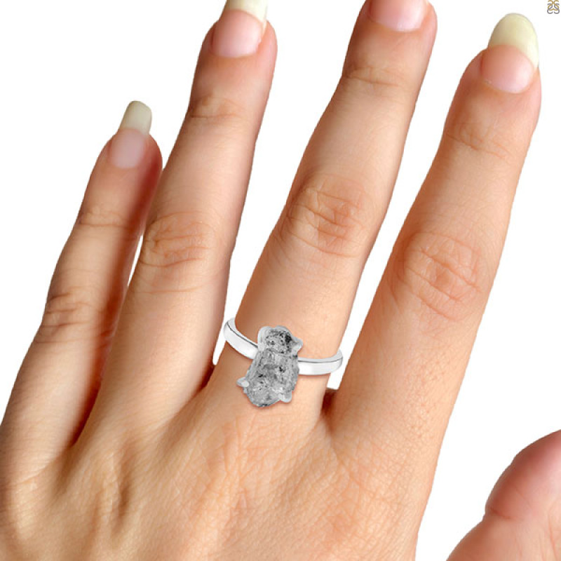 Petroleum Herkimer Diamond Rough Ring-R-Size-7 HDP-2-458