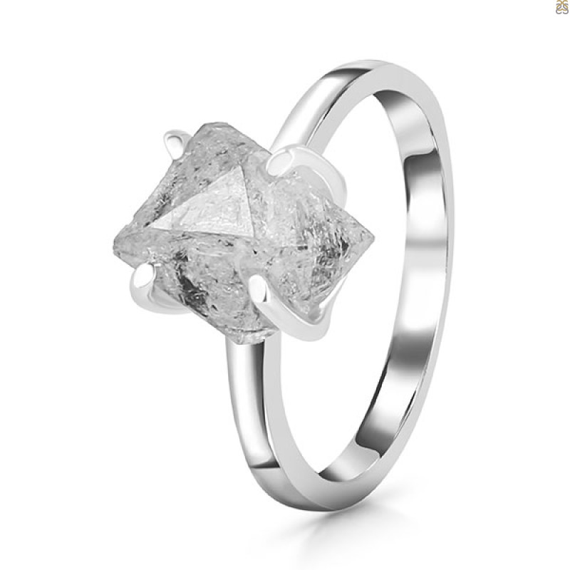 Petroleum Herkimer Diamond Rough Ring-R-Size-6 HDP-2-490