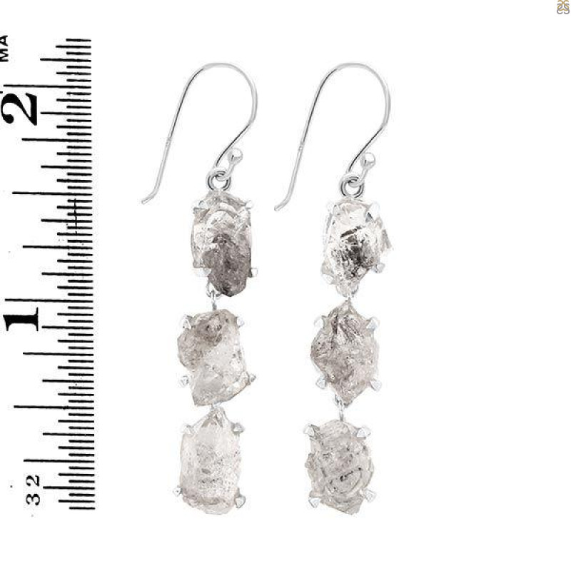 Petroleum Herkimer Diamond Rough Earring-2E HDP-3-195