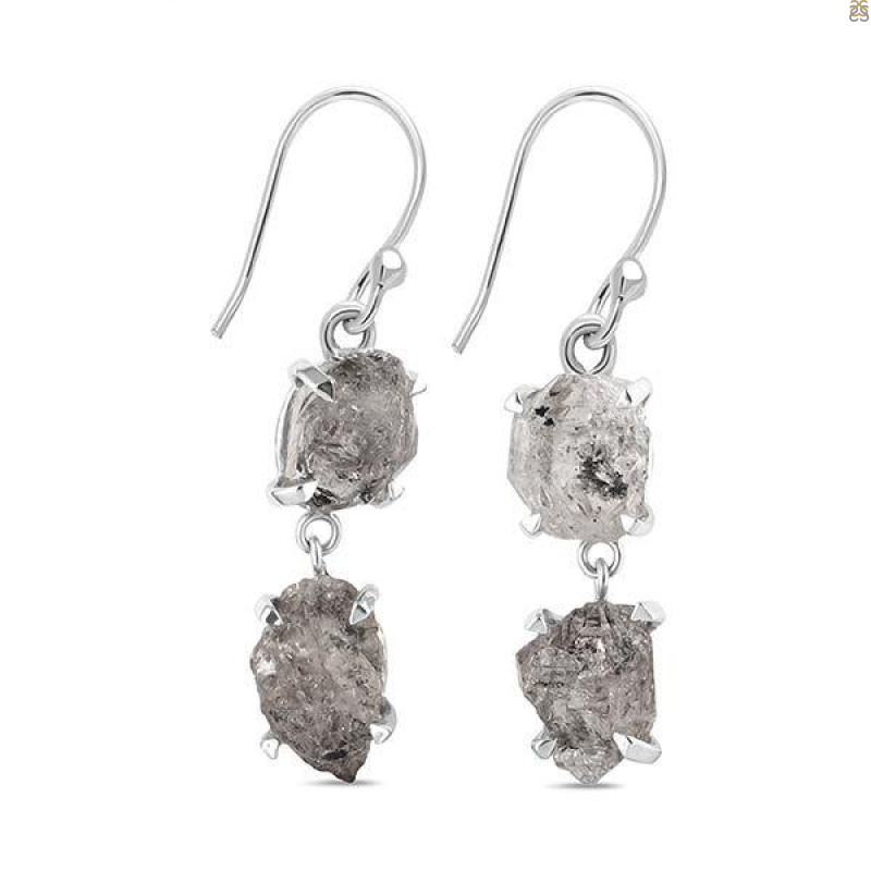 Petroleum Herkimer Diamond Rough Earring-2E HDP-3-313