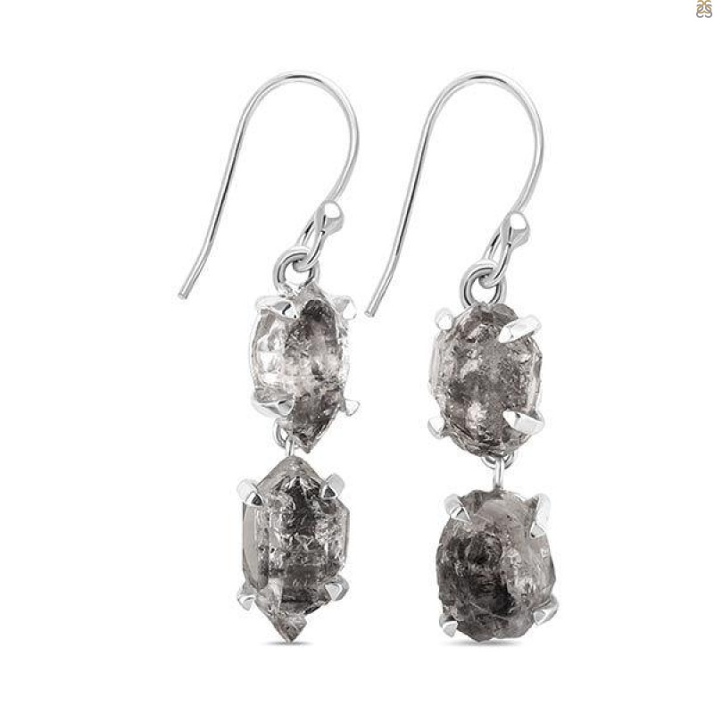 Petroleum Herkimer Diamond Rough Earring-2E HDP-3-314