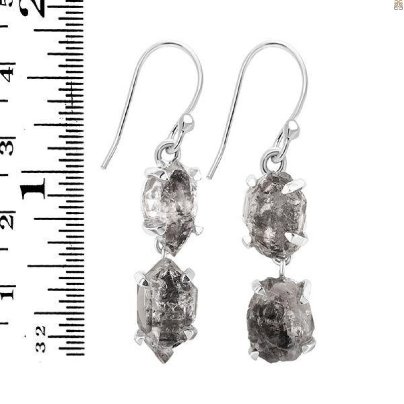 Petroleum Herkimer Diamond Rough Earring-2E HDP-3-314