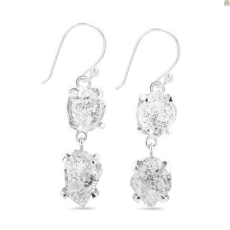 Petroleum Herkimer Diamond Rough Earring-2E HDP-3-317