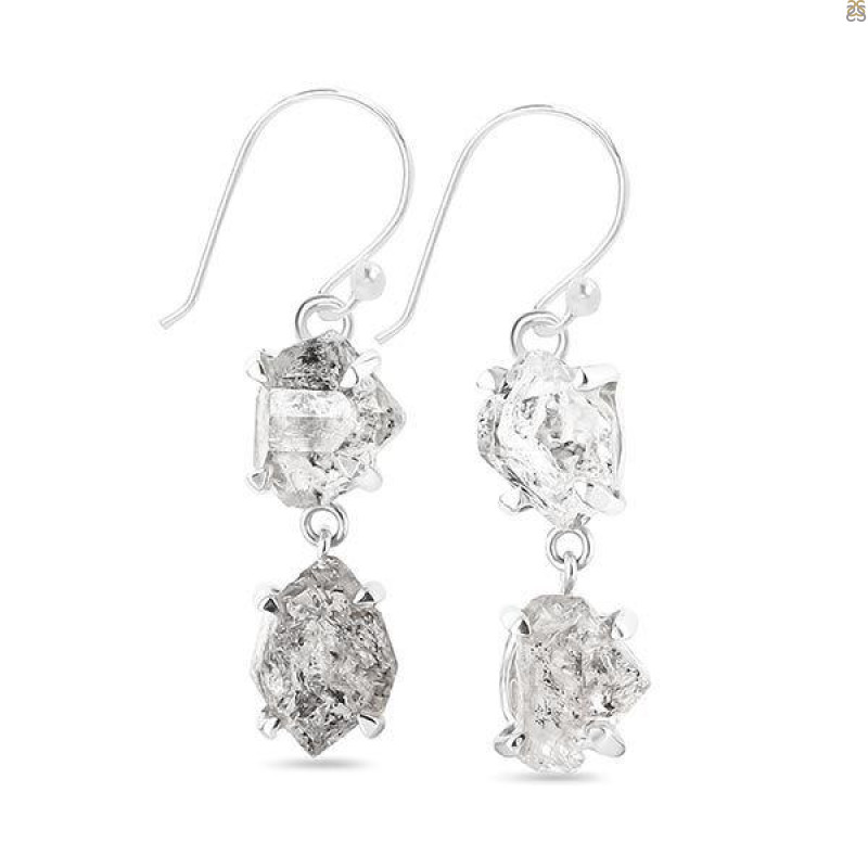Petroleum Herkimer Diamond Rough Earring-2E HDP-3-322