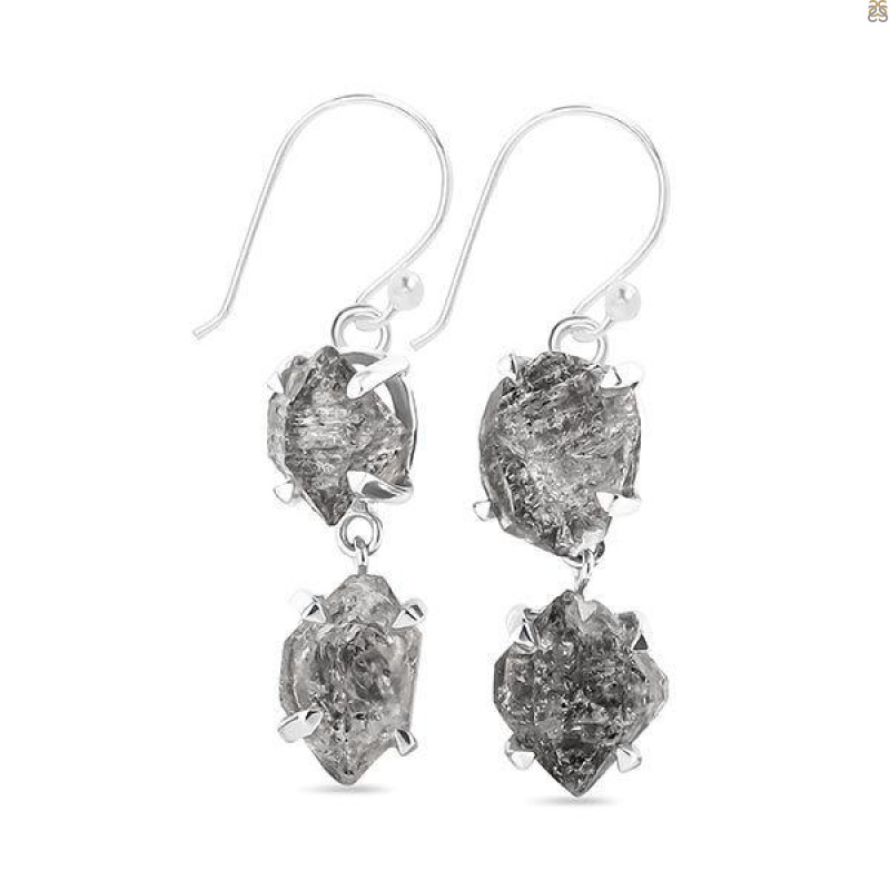 Petroleum Herkimer Diamond Rough Earring-2E HDP-3-329