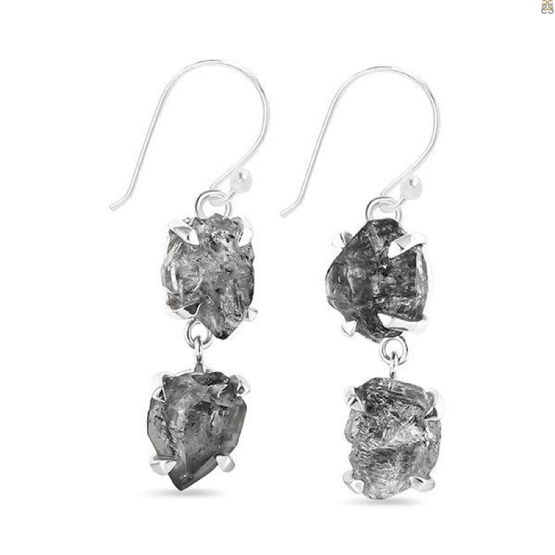 Petroleum Herkimer Diamond Rough Earring-2E HDP-3-330