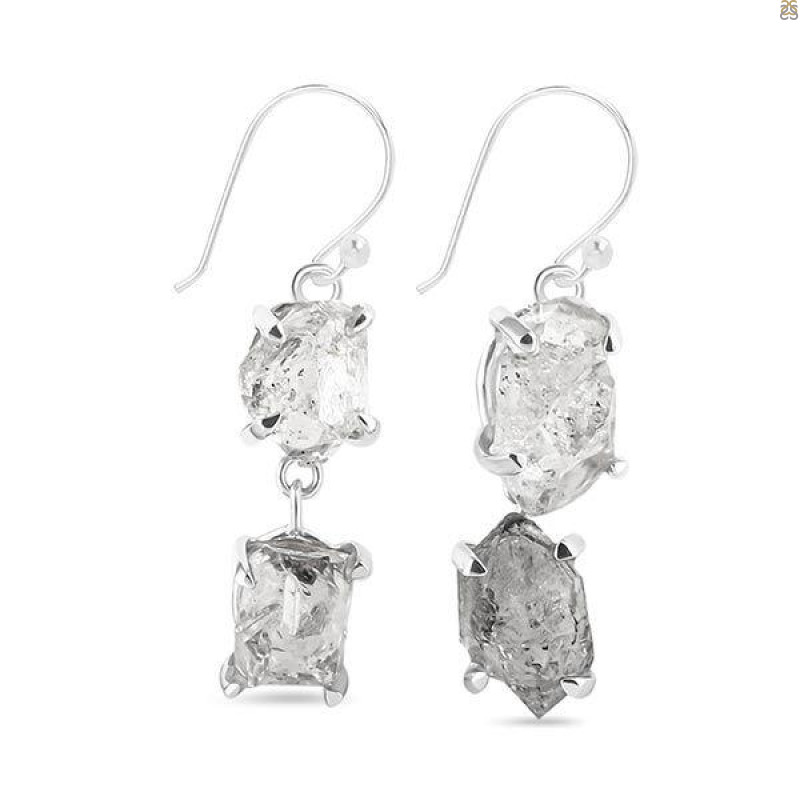 Petroleum Herkimer Diamond Rough Earring-2E HDP-3-333