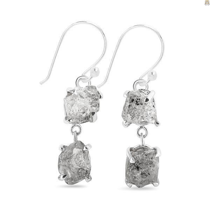 Petroleum Herkimer Diamond Rough Earring-2E HDP-3-357