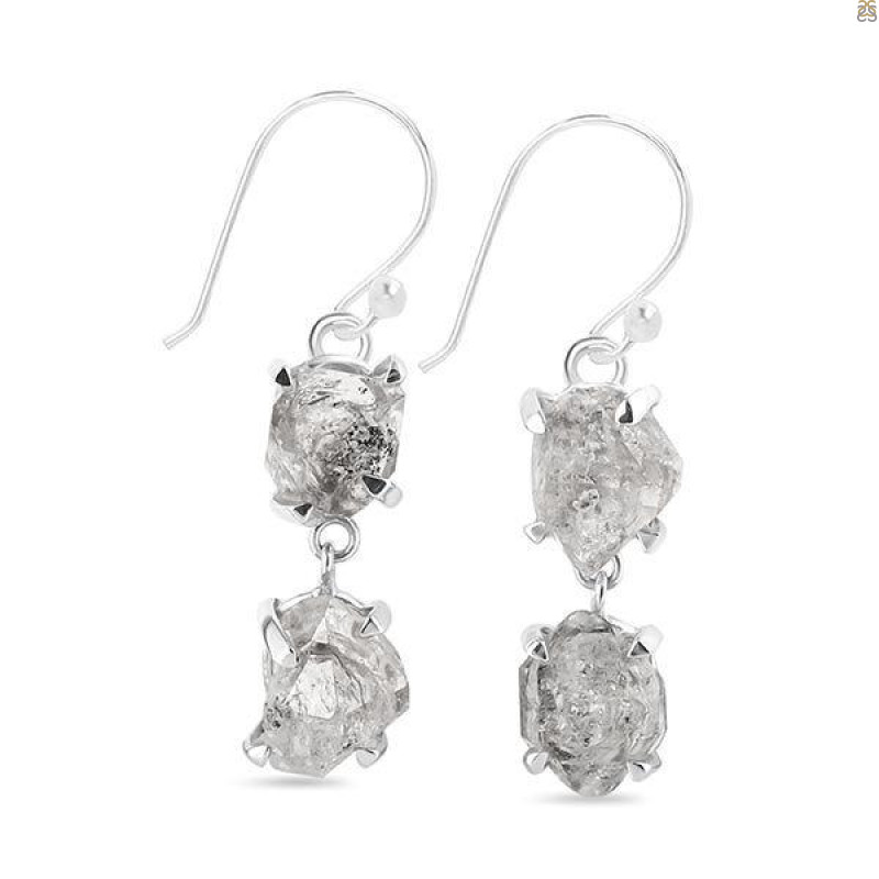 Petroleum Herkimer Diamond Rough Earring-2E HDP-3-358