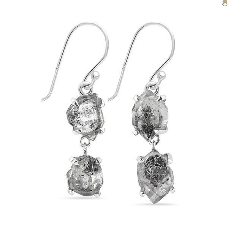 Herkimer Diamond Rough Earring-2E HKD-3-156
