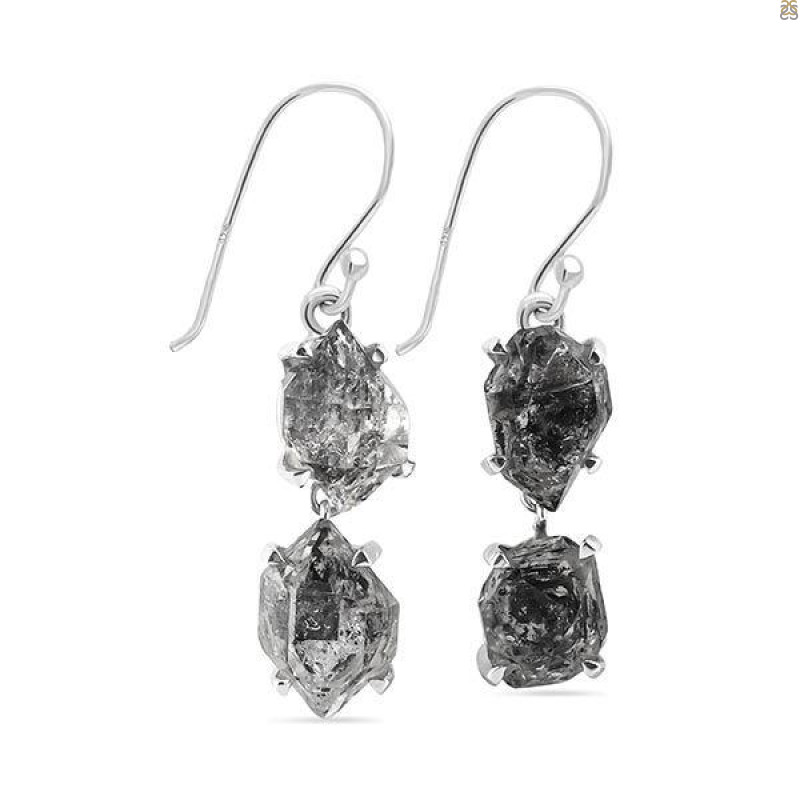 Herkimer Diamond Rough Earring-2E HKD-3-163