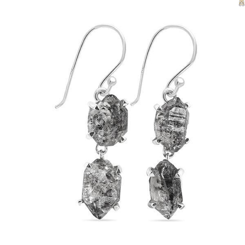 Herkimer Diamond Rough Earring-2E HKD-3-166