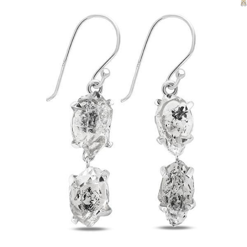 Herkimer Diamond Rough Earring-2E HKD-3-173