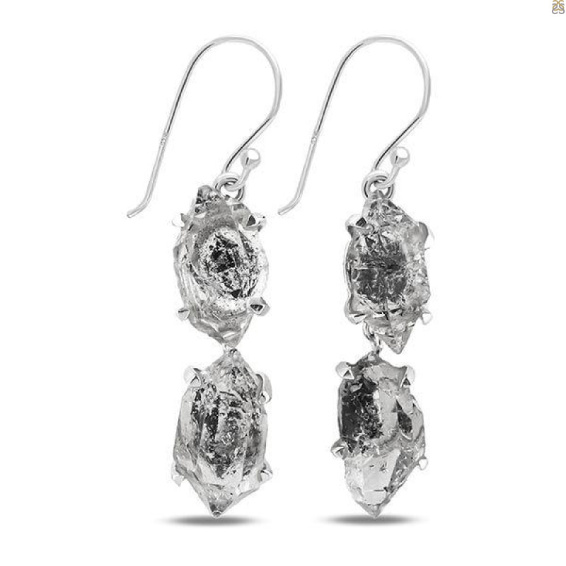 Herkimer Diamond Rough Earring-2E HKD-3-187