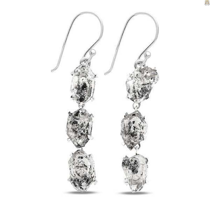 Herkimer Diamond Rough Earring-2E HKD-3-254