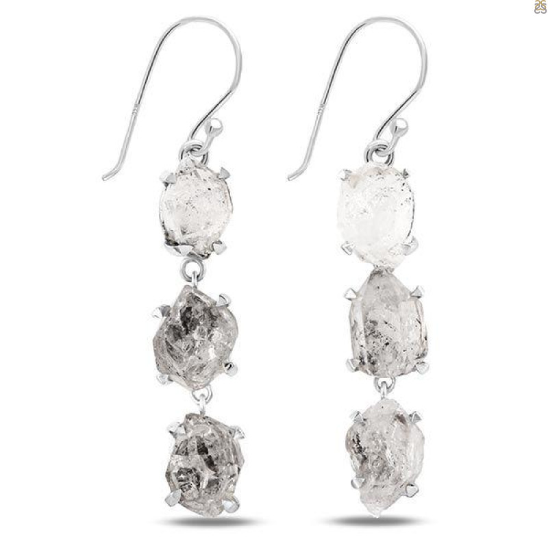 Herkimer Diamond Rough Earring-2E HKD-3-257