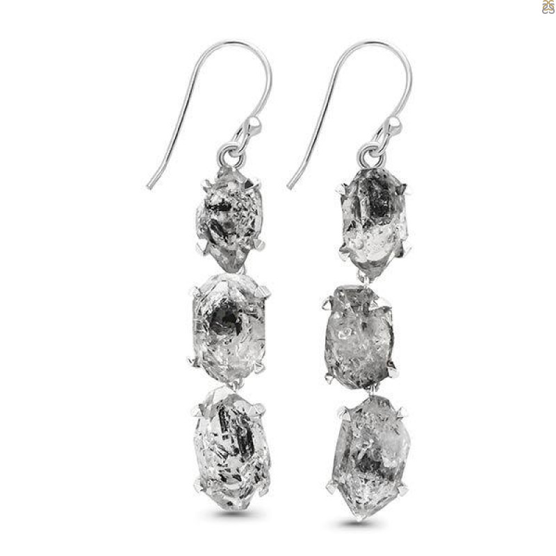 Herkimer Diamond Rough Earring-2E HKD-3-268