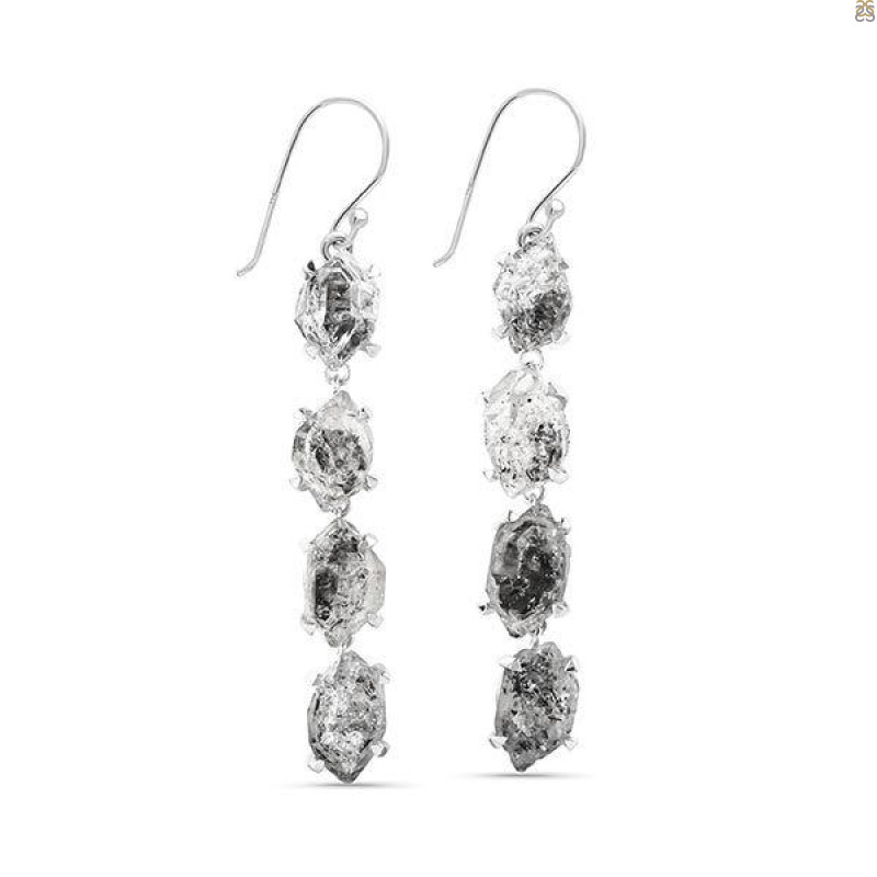 Herkimer Diamond Rough Earring-2E HKD-3-281