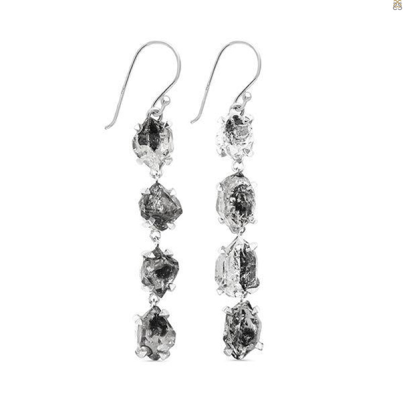 Herkimer Diamond Rough Earring-2E HKD-3-285
