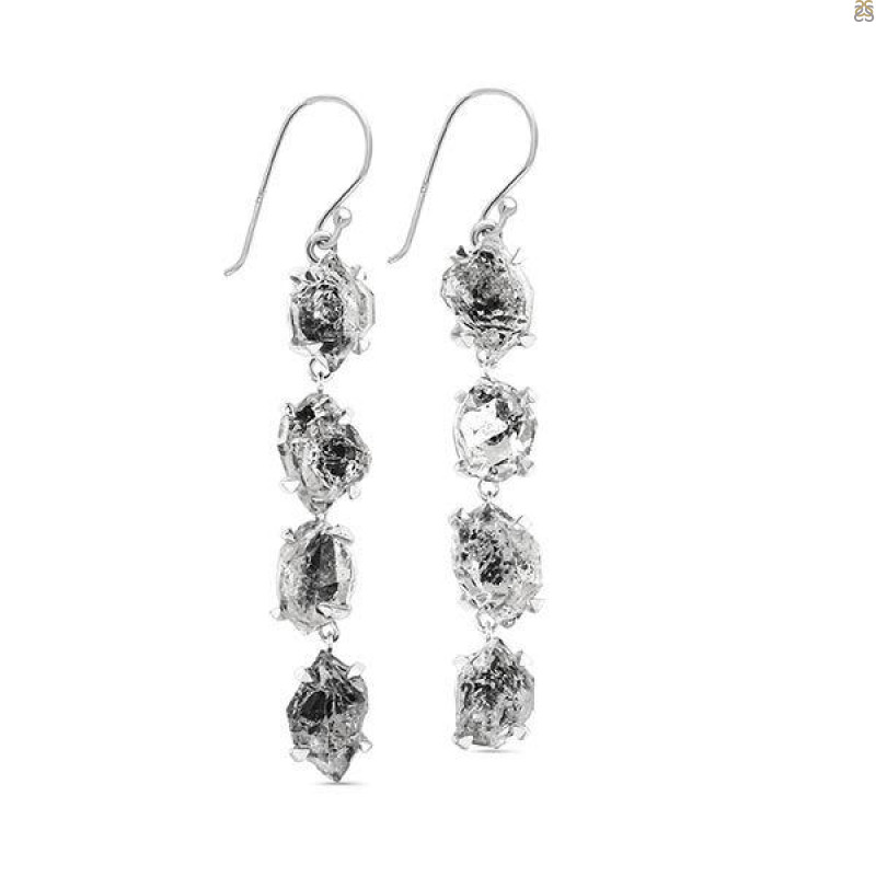 Herkimer Diamond Rough Earring-2E HKD-3-290