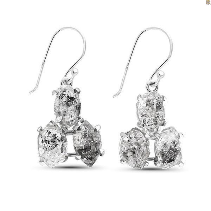 Herkimer Diamond Rough Earring-2E HKD-3-46