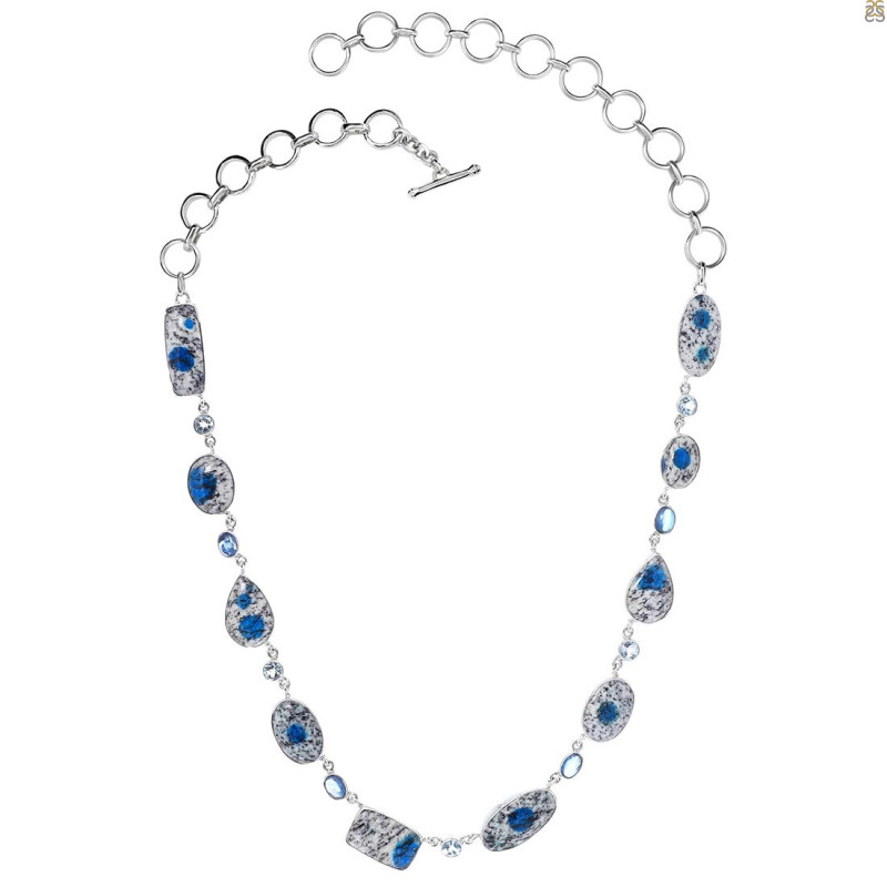 K2 Jasper/Kyanite/Blue Topaz Necklace-NSL K2J-12-7