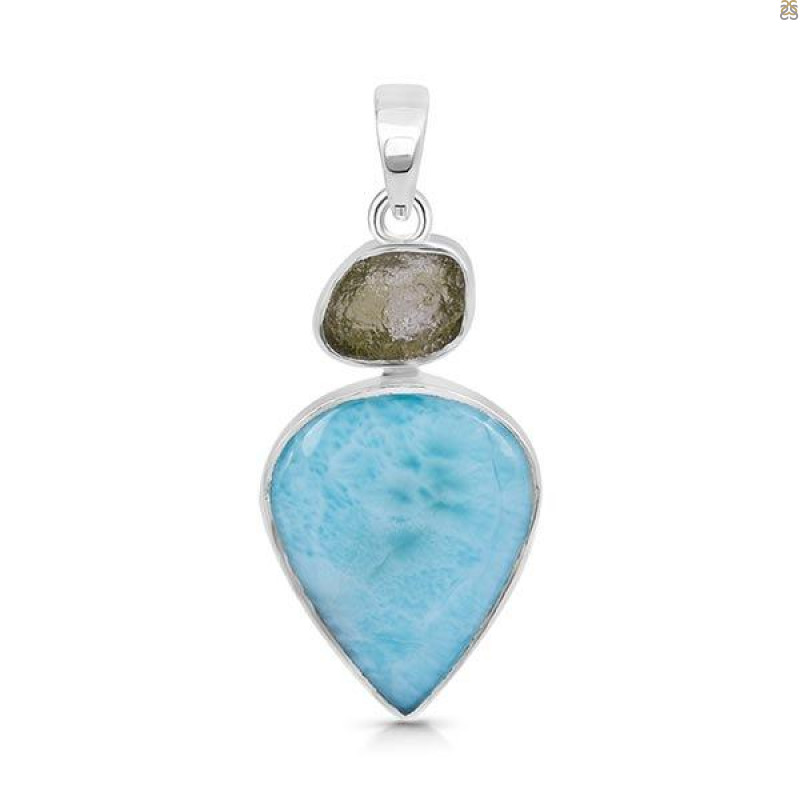 Larimar/Moldavite Pendant-2SP LAR-1-1159