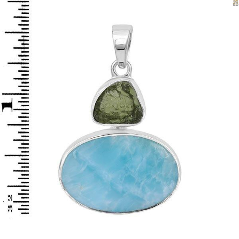 Larimar/Moldavite Pendant-2SP LAR-1-1180