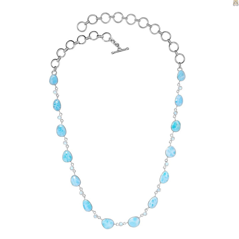Larimar/Moonstone Necklace-NSL LAR-12-76