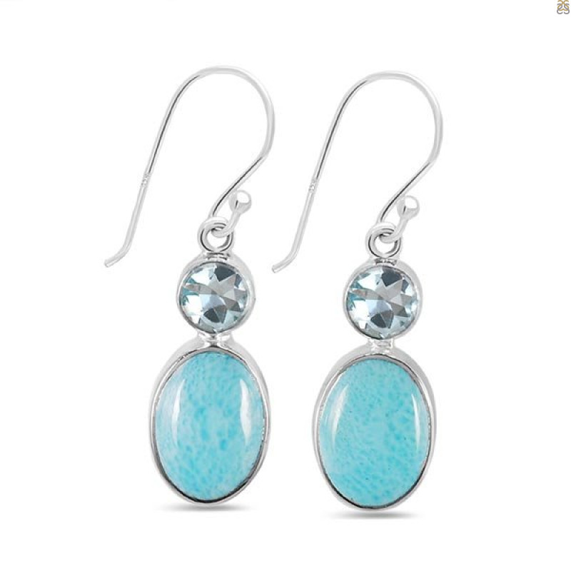 Close Out Larimar/Blue Topaz Earring-2E LAR-CO-3-130