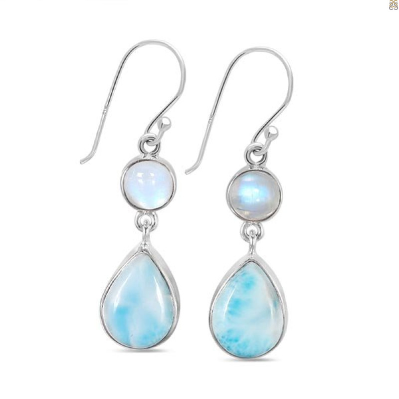 Close Out Larimar/Moonstone Earring-2E LAR-CO-3-138