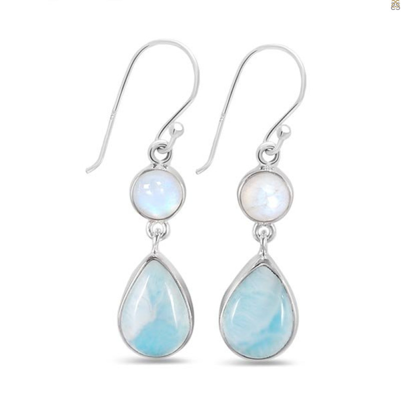 Close Out Larimar/Moonstone Earring-2E LAR-CO-3-139
