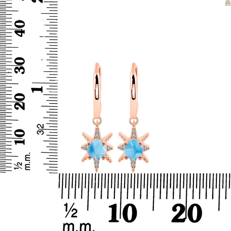 Larimar & White Topaz Hoop Earring LAR-RDE-1470.