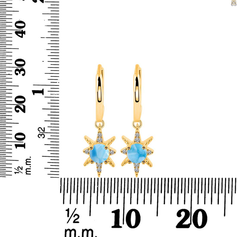 Larimar & White Topaz Hoop Earring LAR-RDE-1470.