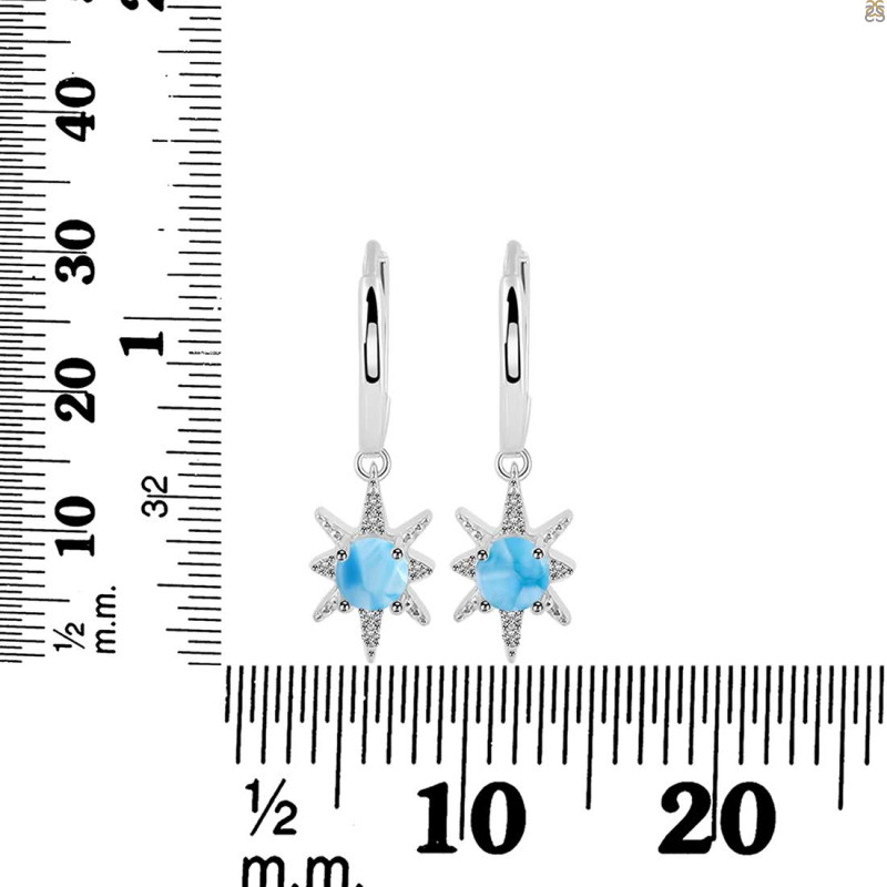 Larimar & White Topaz Hoop Earring LAR-RDE-1470.