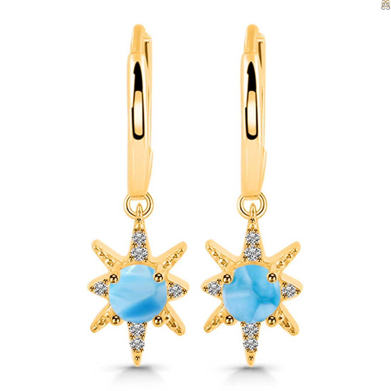 Larimar & White Topaz Hoop Earring LAR-RDE-1470.