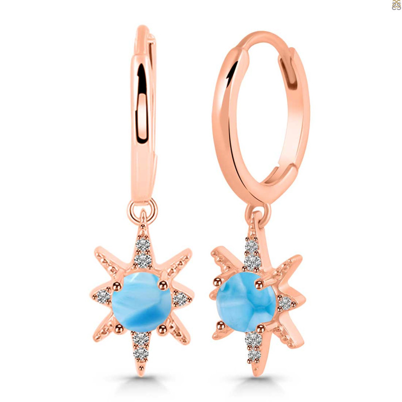 Larimar & White Topaz Hoop Earring LAR-RDE-1470.