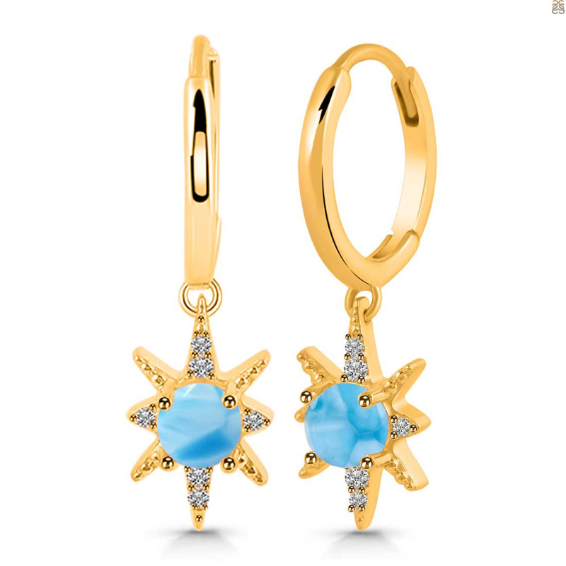 Larimar & White Topaz Hoop Earring LAR-RDE-1470.
